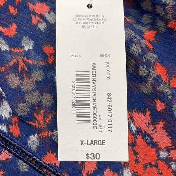 a.n.a. A New Approach NWT Blue Red Floral Sheer Blouse Size XL - Picture 9 of 11